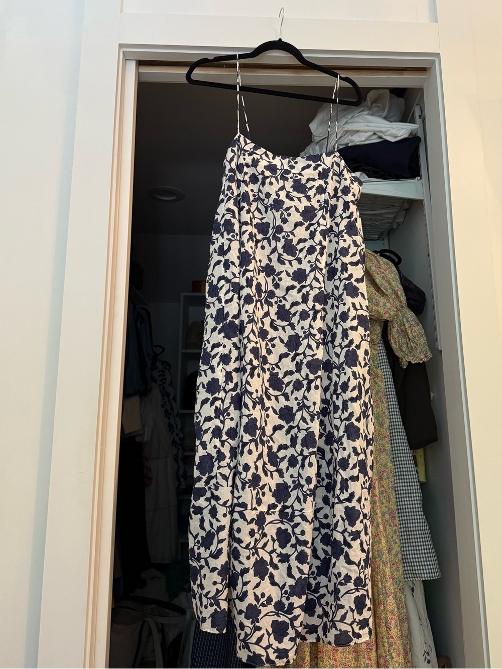 Spaghetti Strap Navy Floral Maxi Dress
